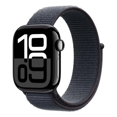 Apple Watch Series 10, 42 мм корпус из алюминия цвета «Jet Black», ремешок Sport Loop цвета «Ink»