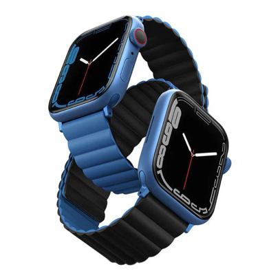 Ремешок UNIQ для Apple Watch 49/45/44/42 мм Revix reversible Magnetic (45MM-REVBLUBLK) Синий/Черный