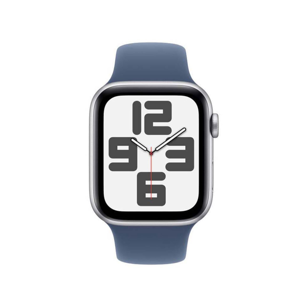 Apple Watch SE (2024), 40 мм корпус из алюминия цвета «Silver», ремешок Sport Band размера M/L цвета «Denim»