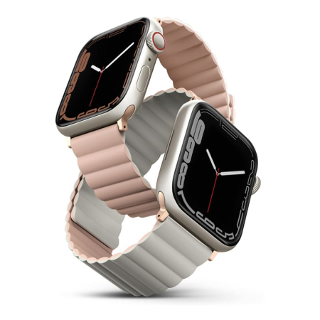 Ремешок UNIQ для Apple Watch 49/45/44/42мм Revix reversible Magnetic (45MM-REVPNKBEG) Розовый/Бежевый