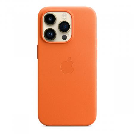 Чехол Leather Case MagSafe для Apple iPhone 14 Pro «Orange»