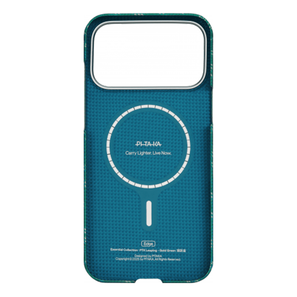 Чехол для iPhone 17 Pro Max Pitaka Monogram Edge Case (KI1701PTKP) Зелёно/золотой