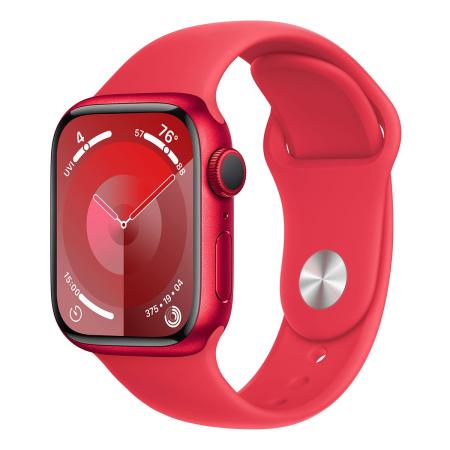 Apple Watch Series 9, 41 мм корпус из алюминия цвета (PRODUCT)RED™, ремешок Sport Band размера S/M цвета «Red»