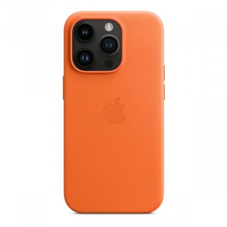 Чехол Leather Case MagSafe для Apple iPhone 14 Pro «Orange»