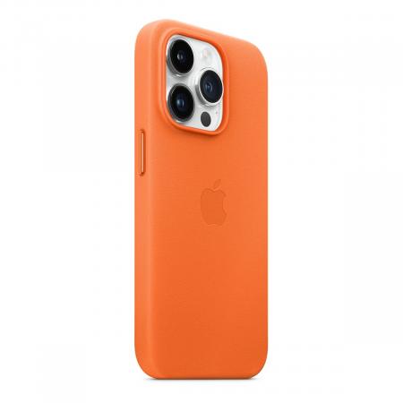 Чехол Leather Case MagSafe для Apple iPhone 14 Pro «Orange»