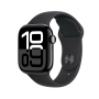 Apple Watch Series 10, 42 мм корпус из алюминия цвета «Jet Black», ремешок Sport Band размера S/M цвета «Black»