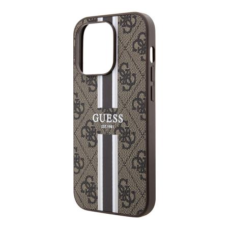 Чехол Guess для iPhone 14 Pro с MagSafe PU 4G Stripes Hard  (GUHMP14LP4RPSW) Коричневый