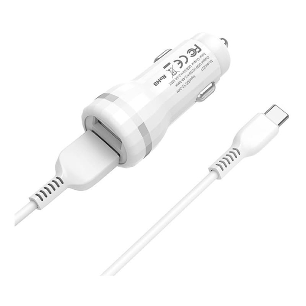 АЗУ hoco. 2 USB Charger Set + USB кабель Type-C (Z27) Белый