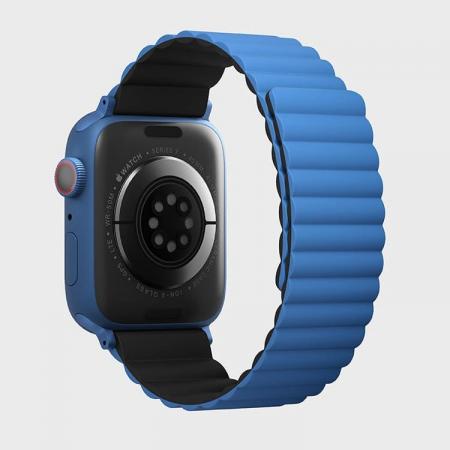 Силиконовый ремень UNIQ для Apple Watch 41/40/38 мм Revix reversible Magnetic (41MM-REVBLUBLK) Синий/Черный