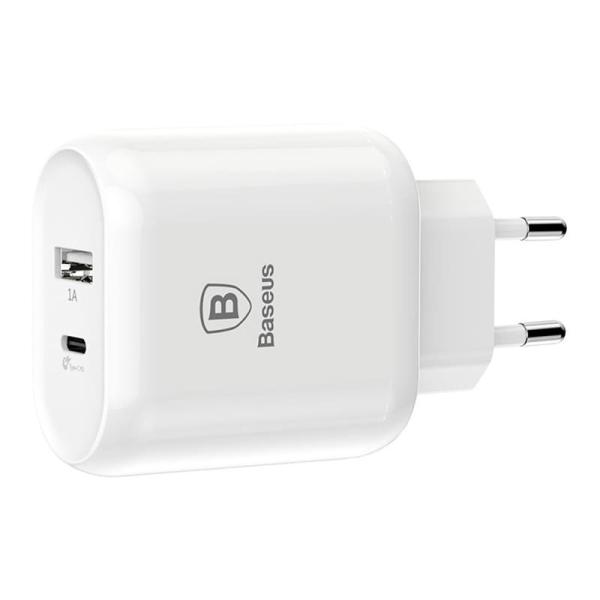 Зарядное устройство USB Type-C с кабелем Baseus (2 USB) Quick Charge 32Вт 5V/9V/12V Bojure Series разъем Lightning (TZTUN-BJ02) Белый