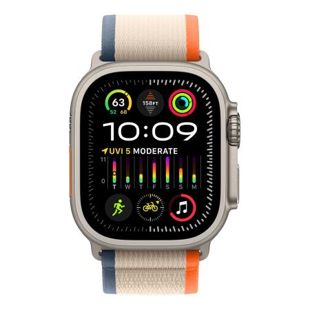 Apple Watch Ultra 2 (2023), 49 мм корпус из титана цвета «Natural», ремешок Trail Loop размера S/M цвета «Orange/Beige»