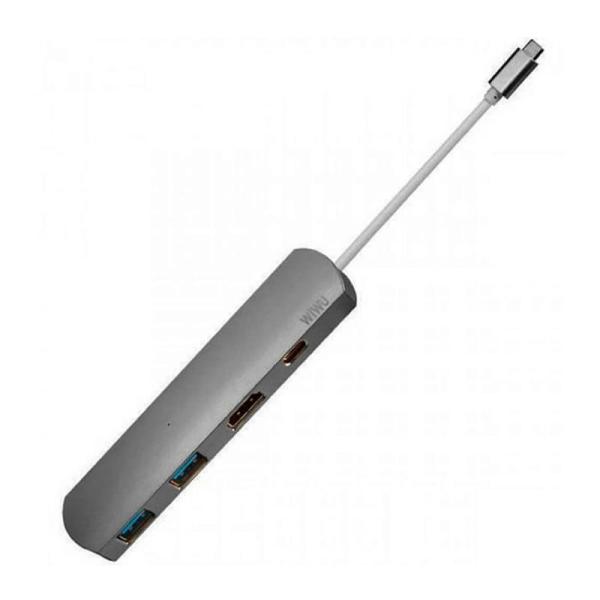 Переходник WiWU для MacBook Type-C Hub 5в1 (T3) Space Grey, серый космос