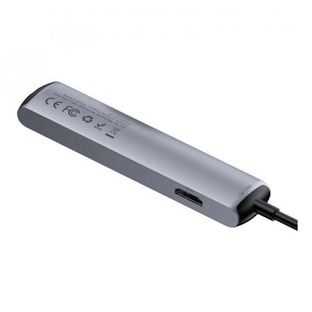 Переходник Baseus для MacBook HUB Mechanical eye 6в1 (USB/HDMI/Type-C/RJ45) (CAHUB-J0G) Deep Grey, темно-серый