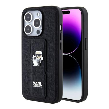 Чехол Karl Lagerfeld для iPhone 15 Pro Max Karl hc gripstand saffiano kc pins (KLHCP15XGSAKCPK) Черный