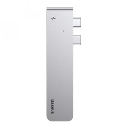 Переходник Baseus для MacBook HUB TB3 C+ (Dual Type-C to USB3.0/HDMI/Type-C) (CAHUB-B0G) Deep Grey, темно-серый