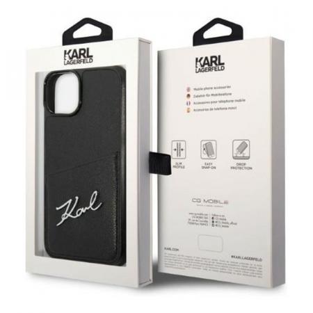 Чехол для iPhone 14 Karl Lagerfeld PU with Cardslot Signature logo Hard (KLHCP14SCSSK) Черный