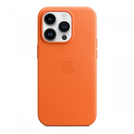 Чехол Leather Case MagSafe для Apple iPhone 14 Pro «Orange»